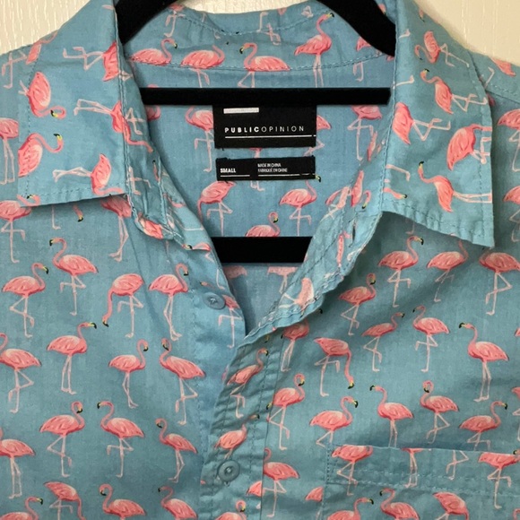 Public opinion short sleeve flamingo button down - Picture 2 of 2